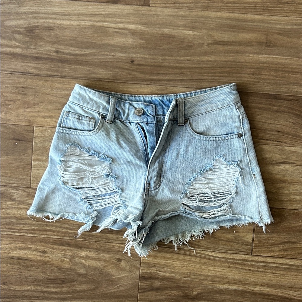 Forever 21 Distressed Light Blue Denim Shorts